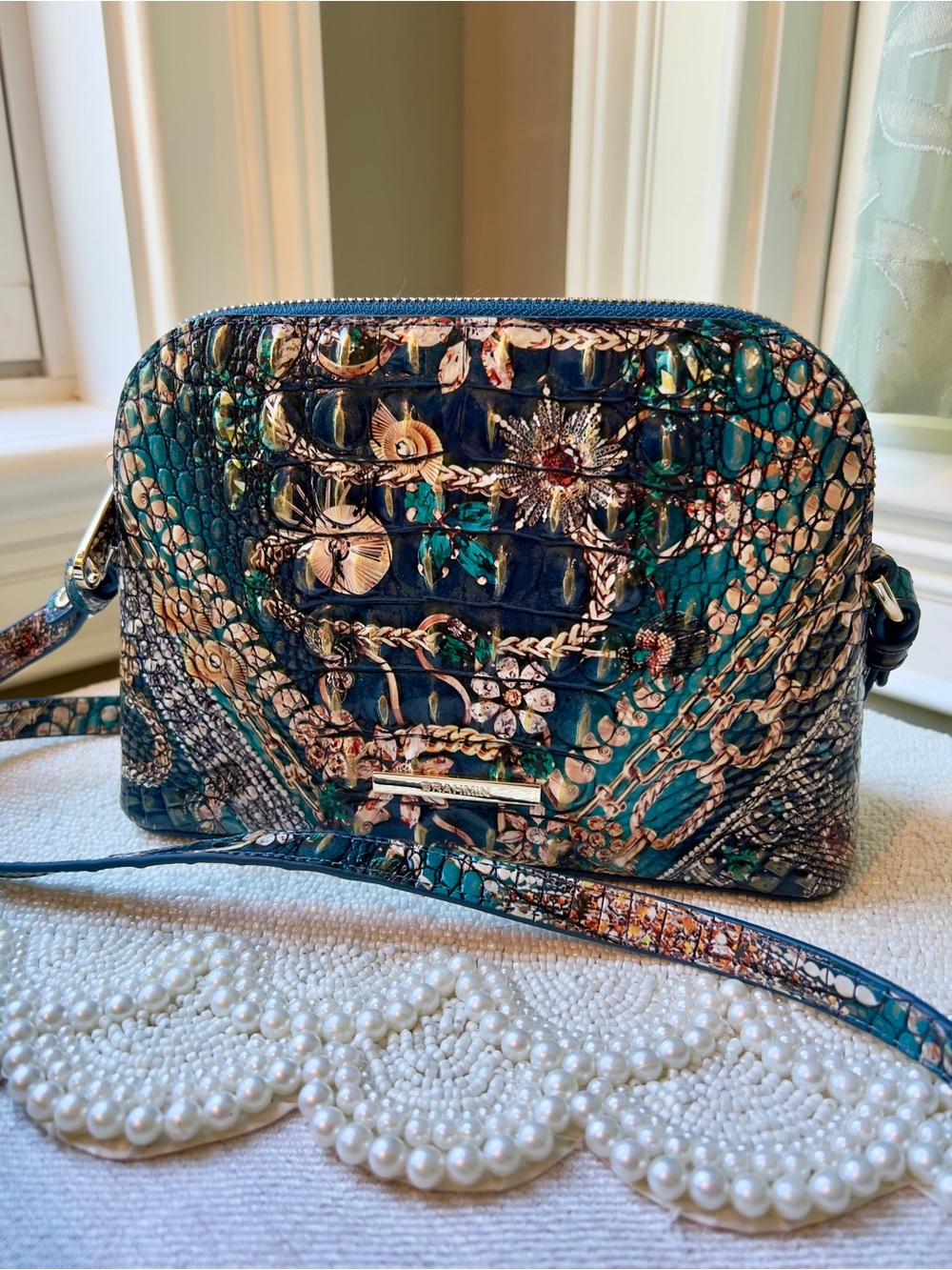 Brahmin Leather Georgina Crossbody Bag, Bejeweled